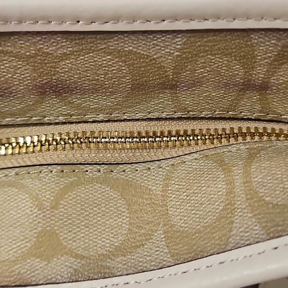 COACH F58294 Zip Top Tote In Signature Canvas Logo Khaki Chalk - Picture 7 of 12